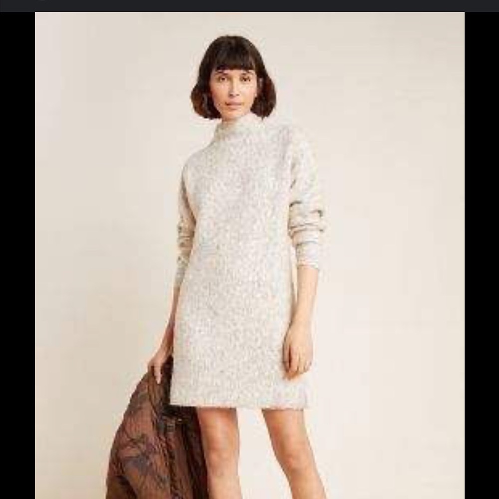 Anthropologie mock neck RD style Maybelle sweater dress size M. Taupe